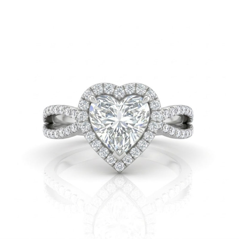 Silver Veloura Infinity Halo Heart Diamond Engagement Ring