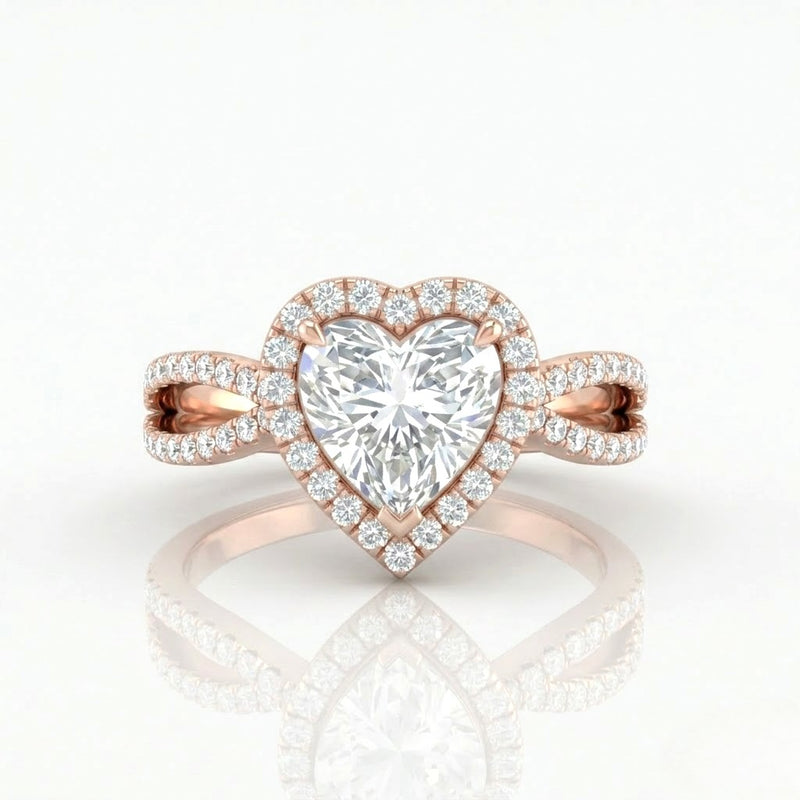 Rose Gold Veloura Infinity Halo Heart Diamond Engagement Ring