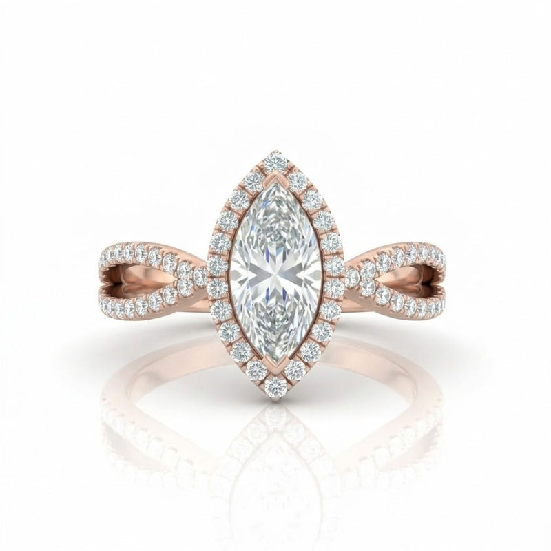 Rose Gold Veloura Infinity Halo Marquise Diamond Engagement Ring