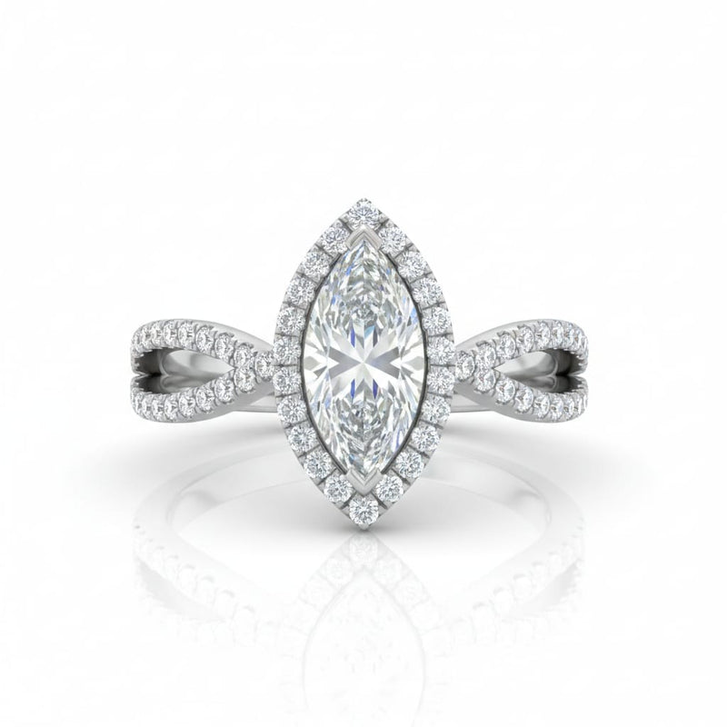 White Gold Veloura Infinity Halo Marquise Diamond Engagement Ring