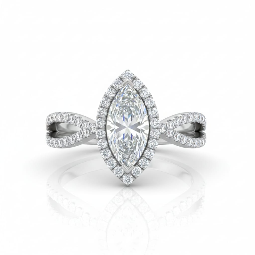 Silver Veloura Infinity Halo Marquise Diamond Engagement Ring