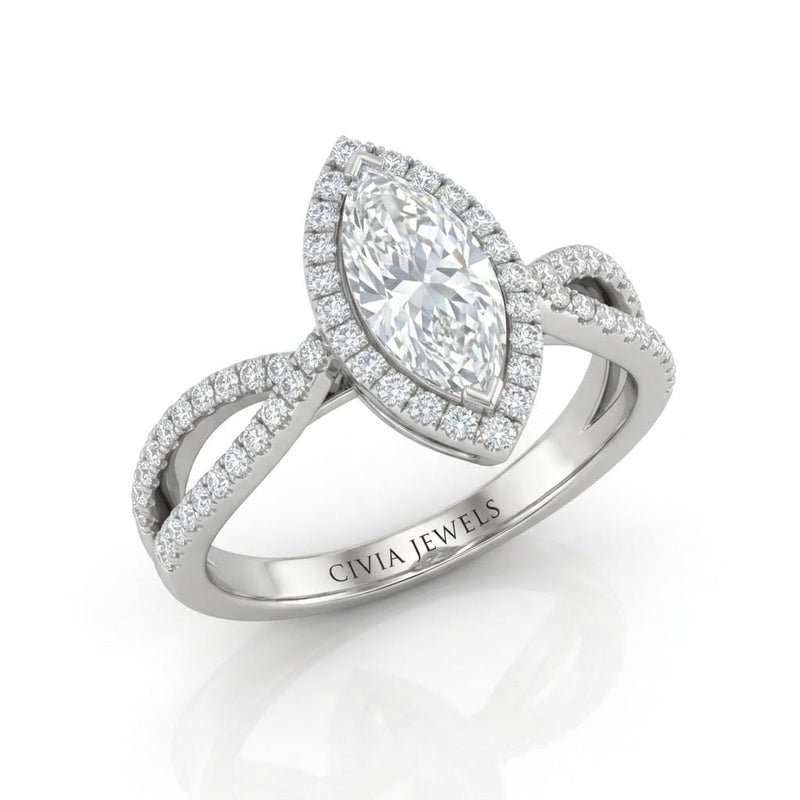 White Gold Veloura Infinity Halo Marquise Diamond Engagement Ring