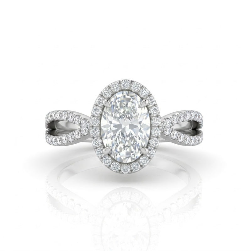 Silver Veloura Infinity Halo Oval Diamond Engagement Ring