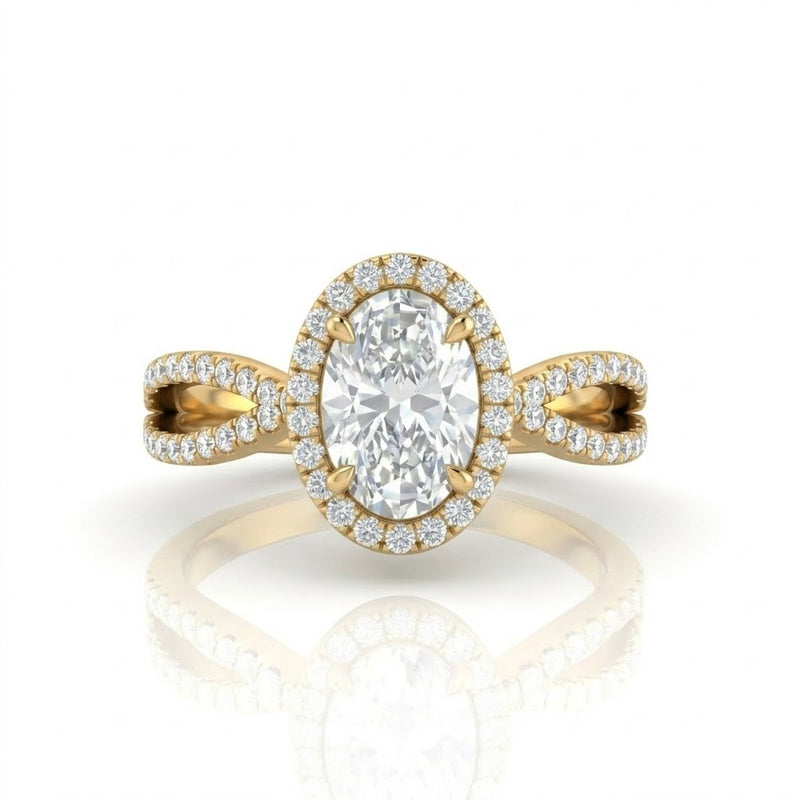 Yellow Gold Veloura Infinity Halo Oval Diamond Engagement Ring