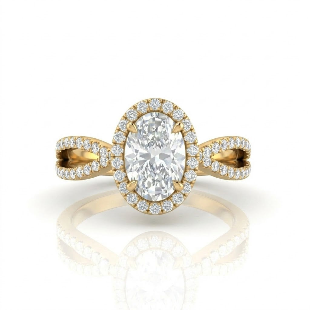 Yellow Gold Veloura Infinity Halo Oval Diamond Engagement Ring