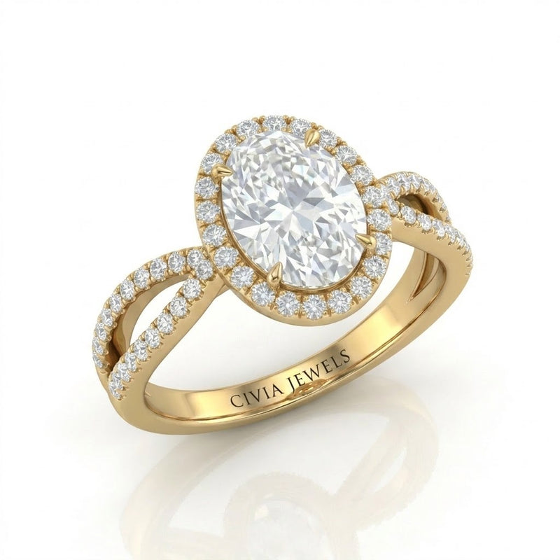 Yellow Gold Veloura Infinity Halo Oval Diamond Engagement Ring