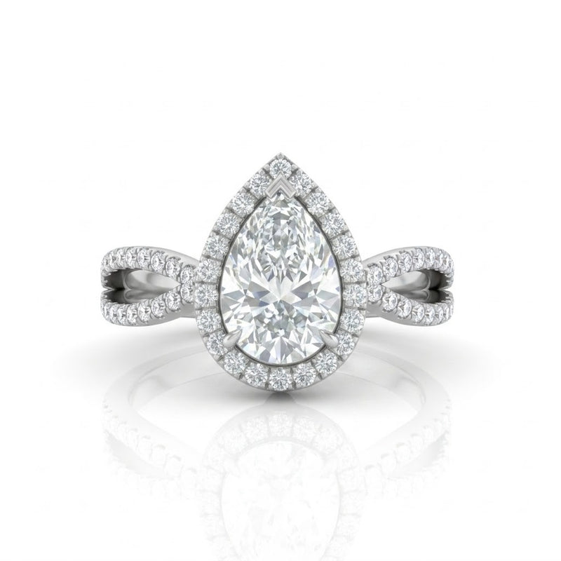 White Gold Veloura Infinity Halo Pear Diamond Engagement Ring