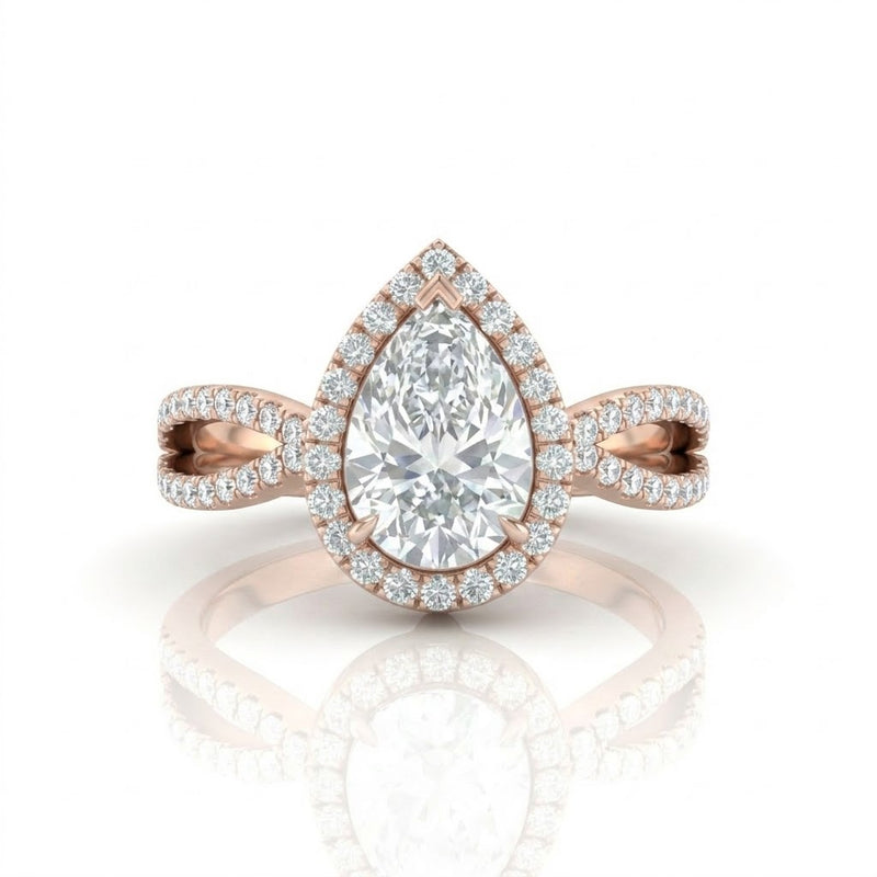 Rose Gold Veloura Infinity Halo Pear Diamond Engagement Ring