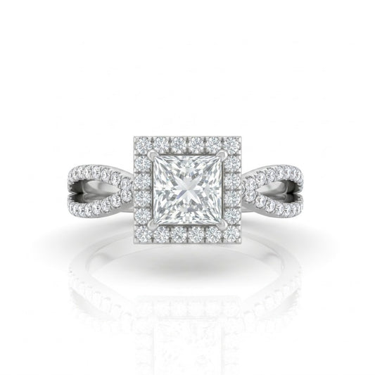 White Gold Veloura Infinity Halo Princess Diamond Engagement Ring