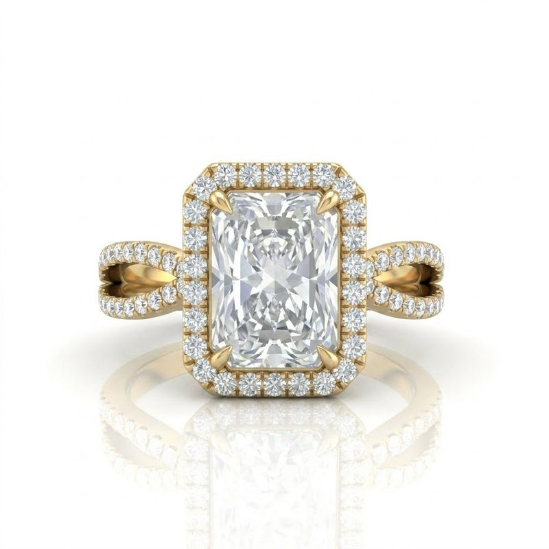 Yellow Gold Veloura Infinity Halo Radiant Diamond Engagement Ring