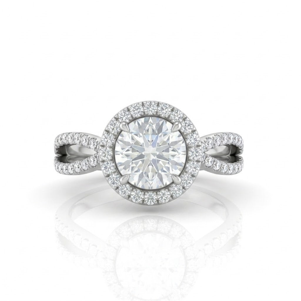 White Gold Veloura Infinity Halo Round Diamond Engagement Ring