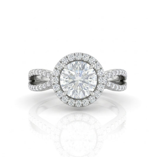 White Gold Veloura Infinity Halo Round Diamond Engagement Ring