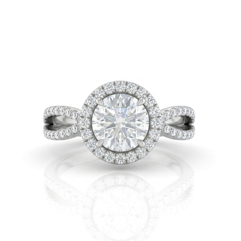 Silver Veloura Infinity Halo Round Diamond Engagement Ring