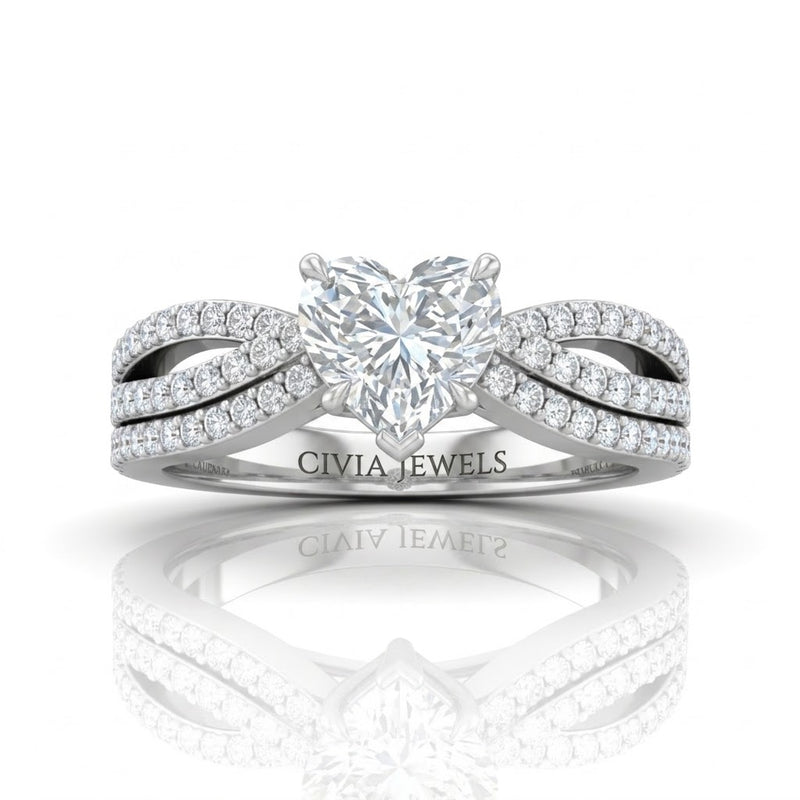 White Gold Serenique Infinity Heart Diamond Engagement Ring