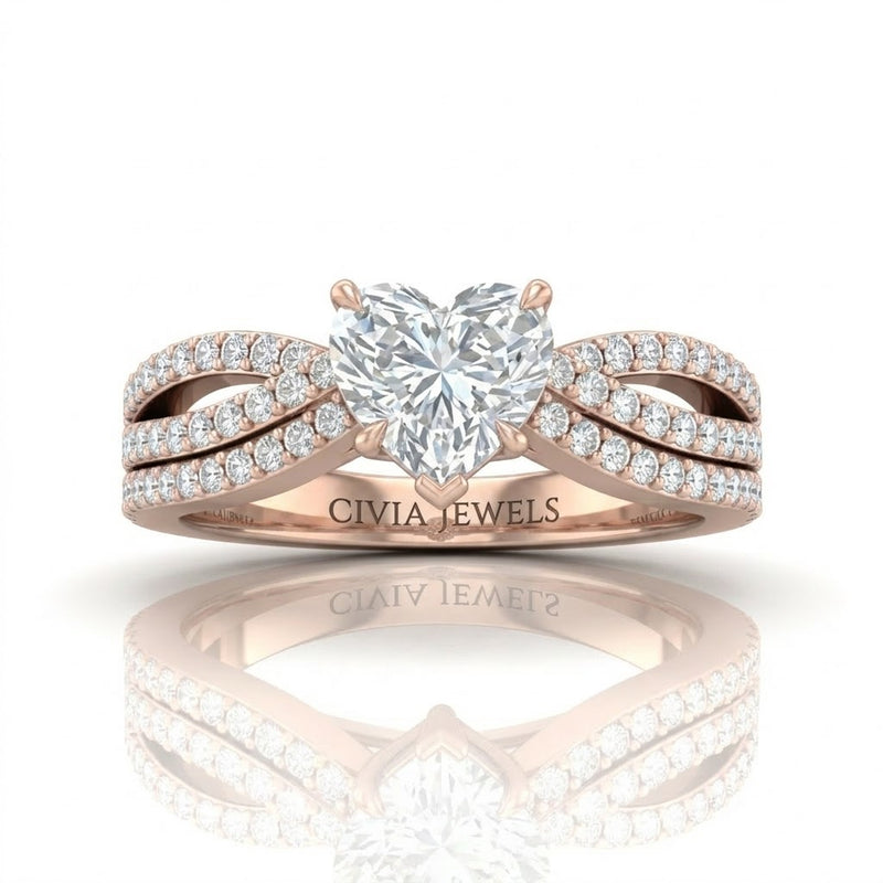 Rose Gold Serenique Infinity Heart Diamond Engagement Ring