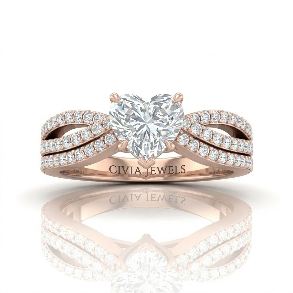 Rose Gold Serenique Infinity Heart Diamond Engagement Ring