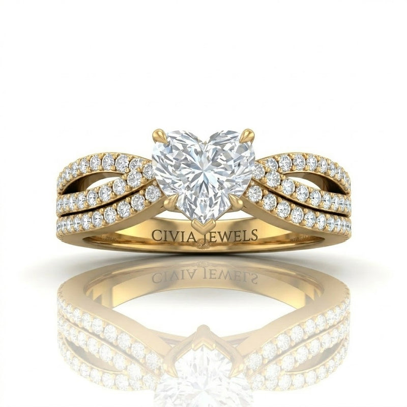 Yellow Gold Serenique Infinity Heart Diamond Engagement Ring