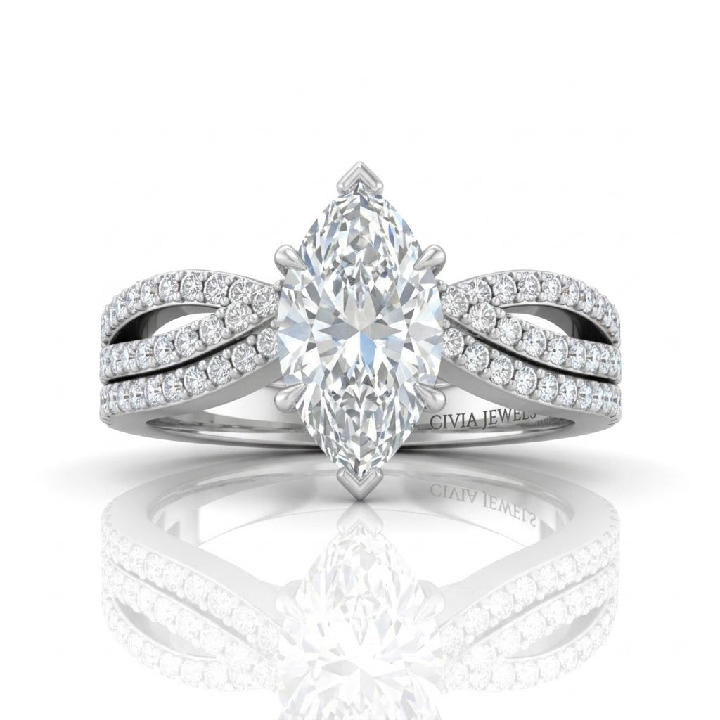 White Gold Serenique Infinity Marquise Diamond Engagement Ring