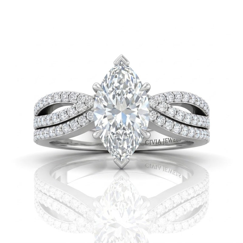 Silver Serenique Infinity Marquise Diamond Engagement Ring