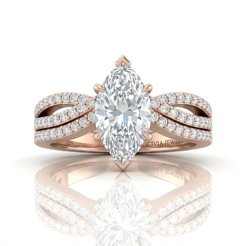 Rose Gold Serenique Infinity Marquise Diamond Engagement Ring