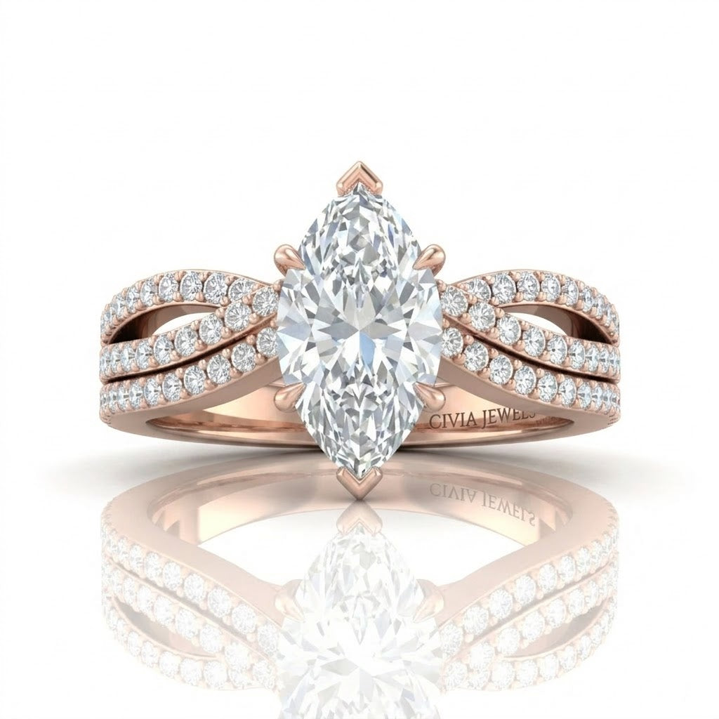 Rose Gold Serenique Infinity Marquise Diamond Engagement Ring