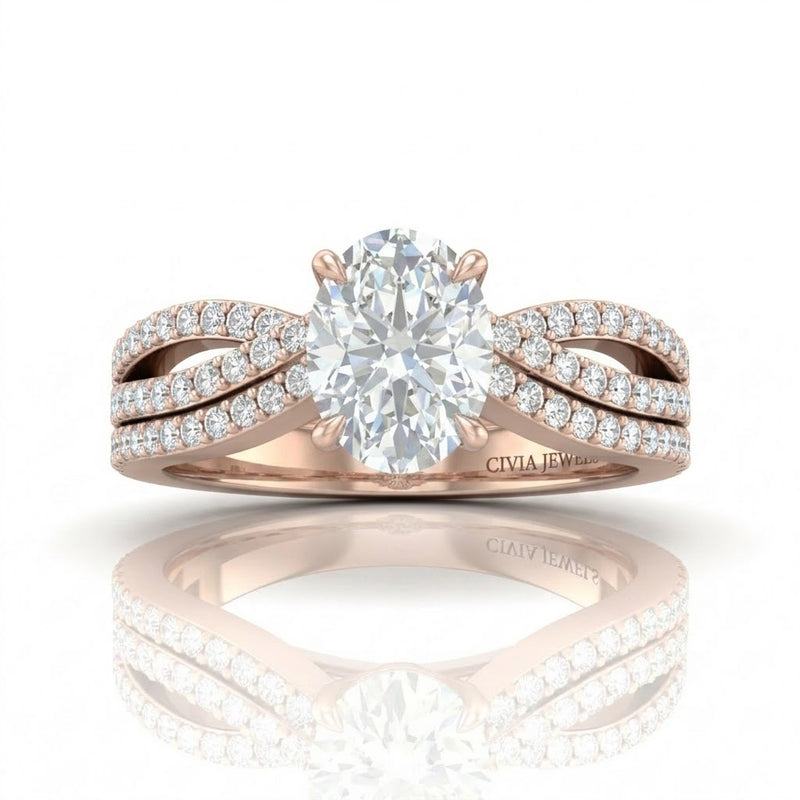 Rose Gold Serenique Infinity Oval Diamond Engagement Ring