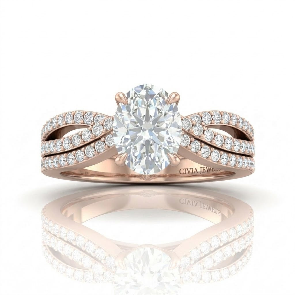 Rose Gold Serenique Infinity Oval Diamond Engagement Ring