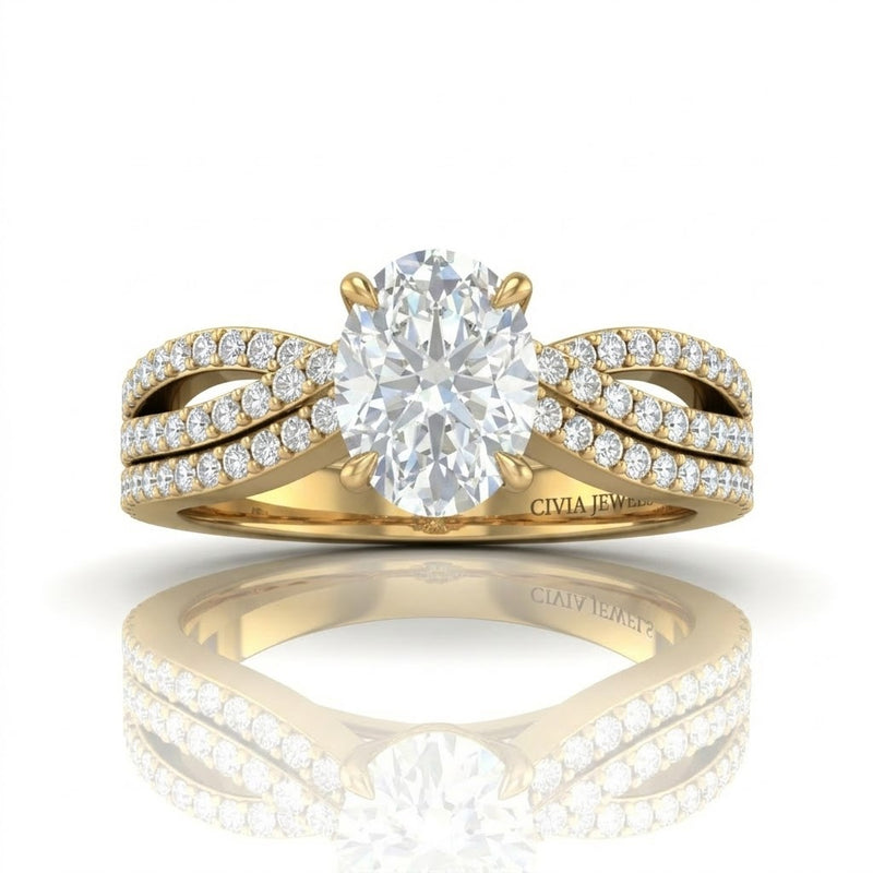 Yellow Gold Serenique Infinity Oval Diamond Engagement Ring