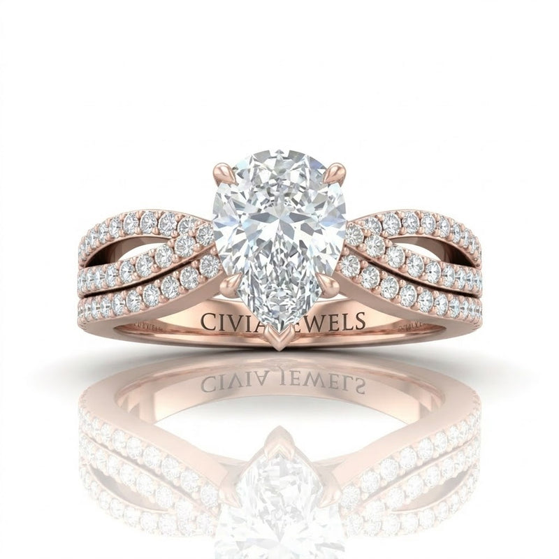 Rose Gold Serenique Infinity Pear Diamond Engagement Ring