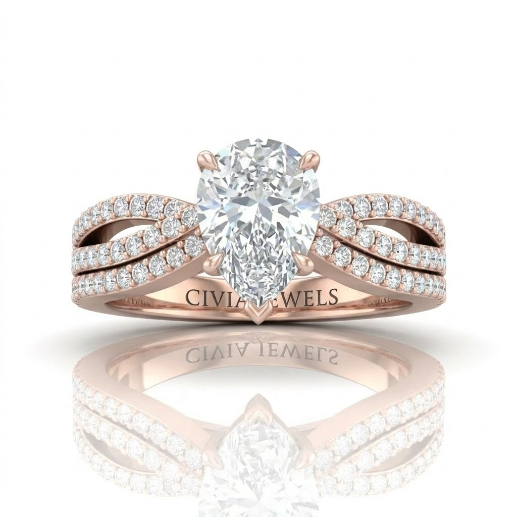 Rose Gold Serenique Infinity Pear Diamond Engagement Ring