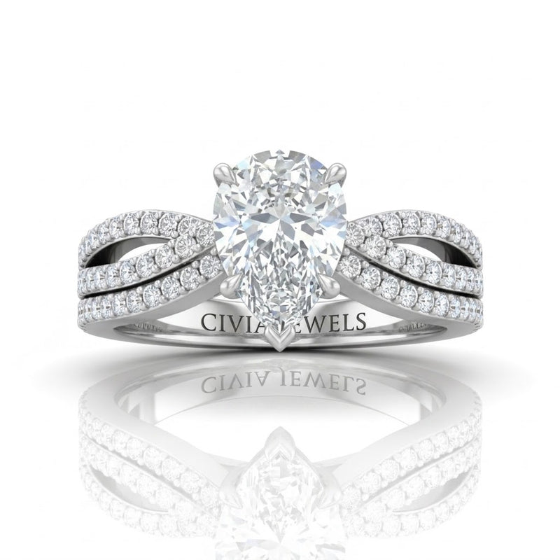 White Gold Serenique Infinity Pear Diamond Engagement Ring