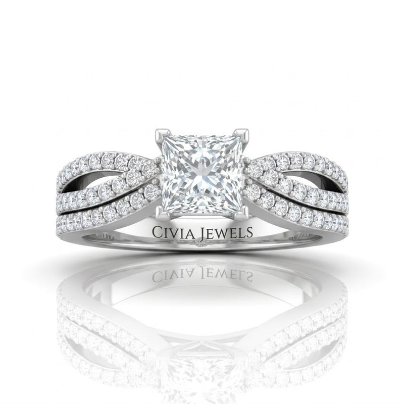 Silver Serenique Infinity Princess Diamond Engagement Ring