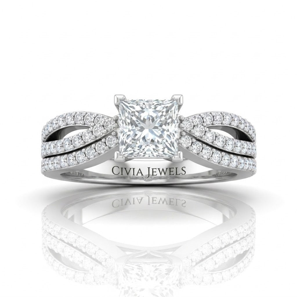 Silver Serenique Infinity Princess Diamond Engagement Ring