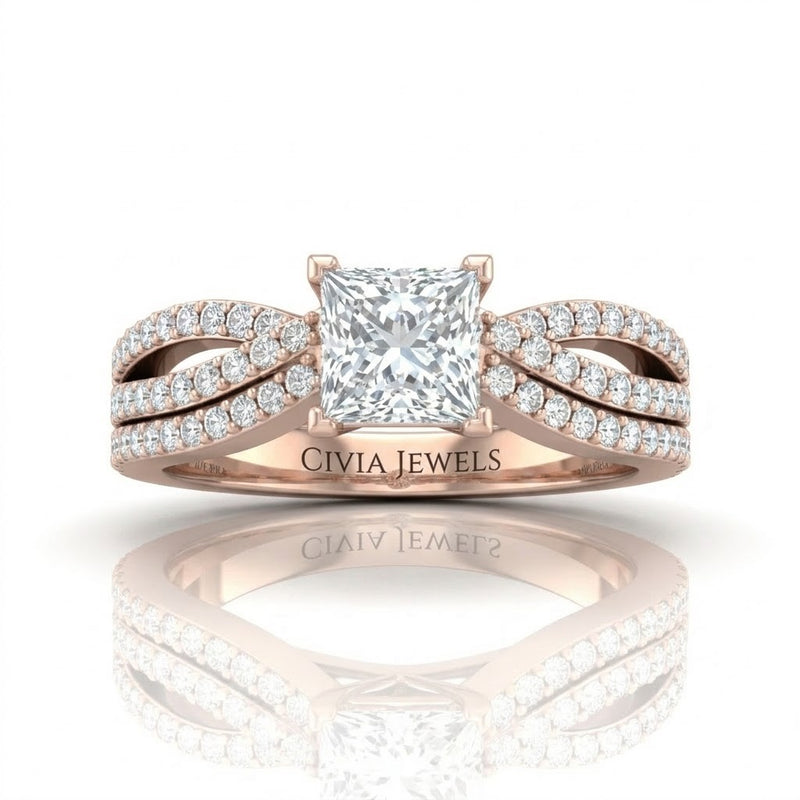 Rose Gold Serenique Infinity Princess Diamond Engagement Ring