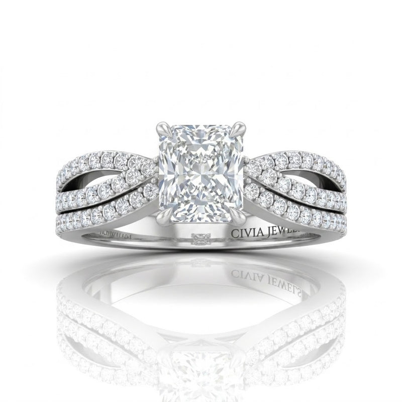 White Gold Serenique Infinity Radiant Diamond Engagement Ring