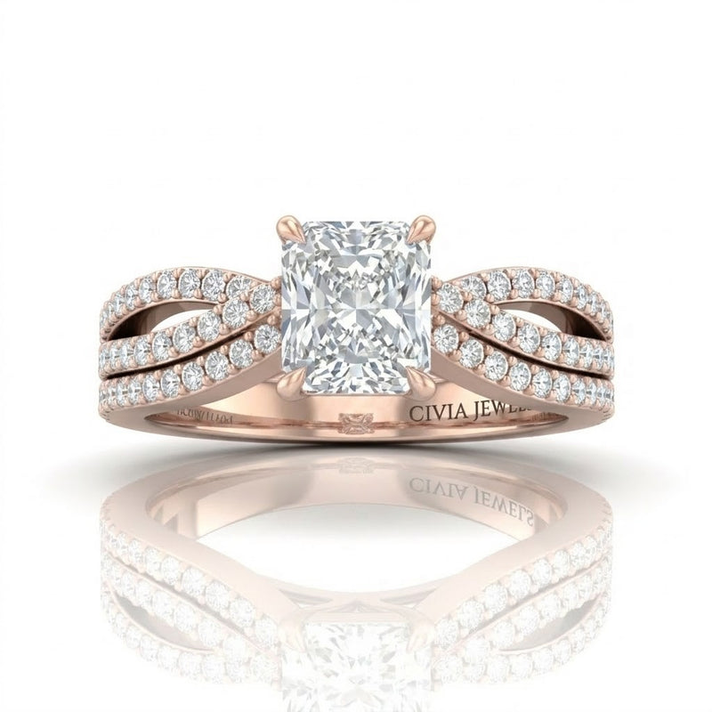 Rose Gold Serenique Infinity Radiant Diamond Engagement Ring