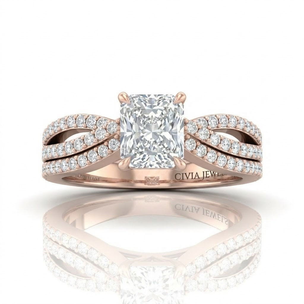 Rose Gold Serenique Infinity Radiant Diamond Engagement Ring