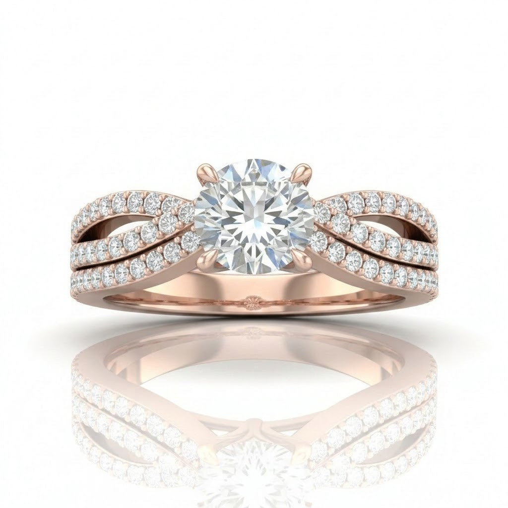 Rose Gold Serenique Infinity Round Diamond Engagement Ring