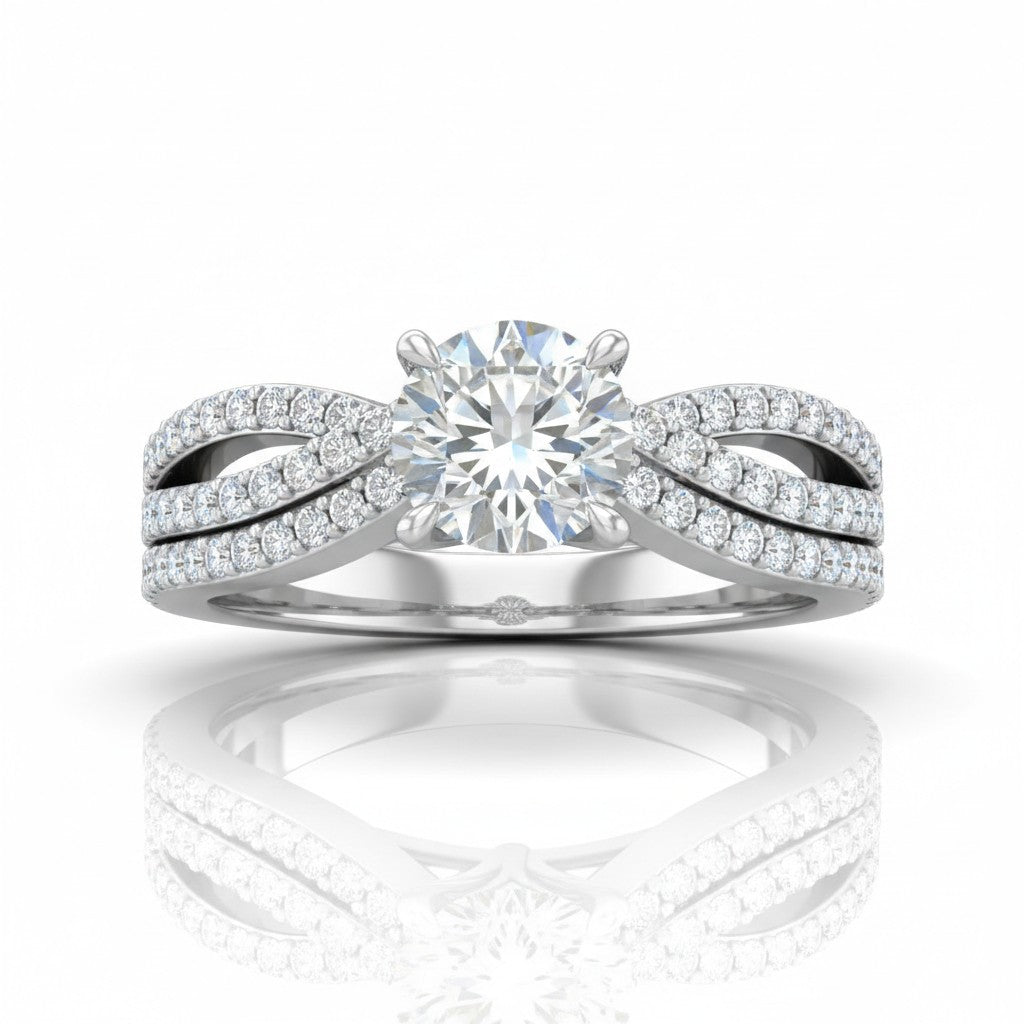 White Gold Serenique Infinity Round Diamond Engagement Ring