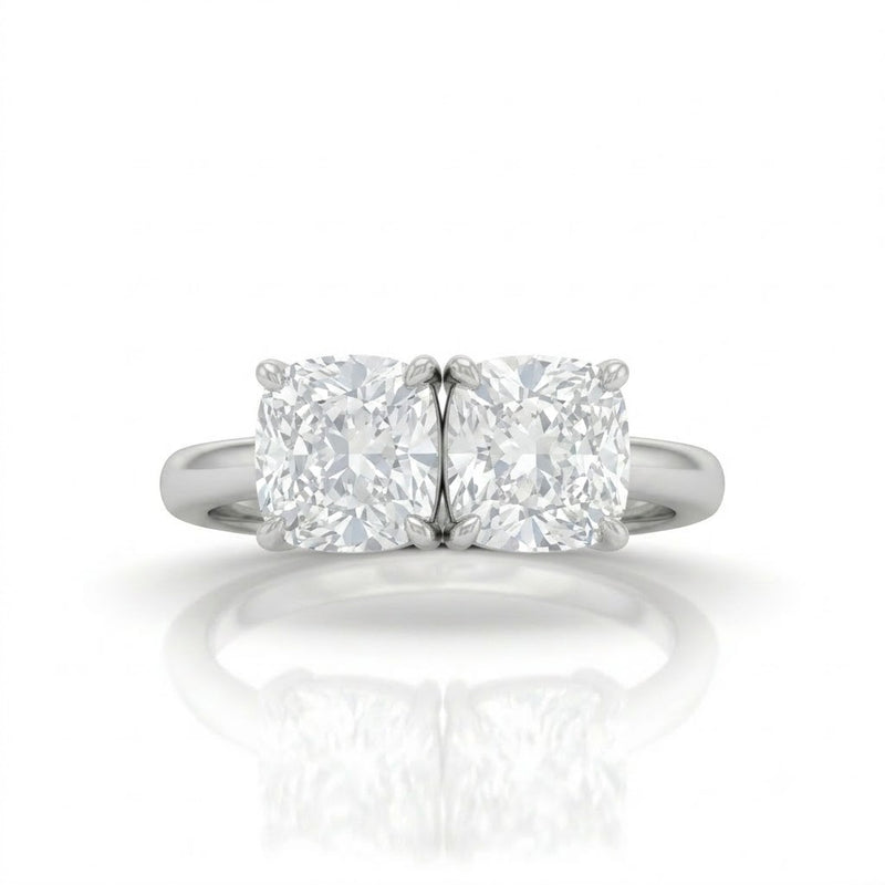 White Gold Twinelle Toi et Moi Cushion Diamond Engagement Ring