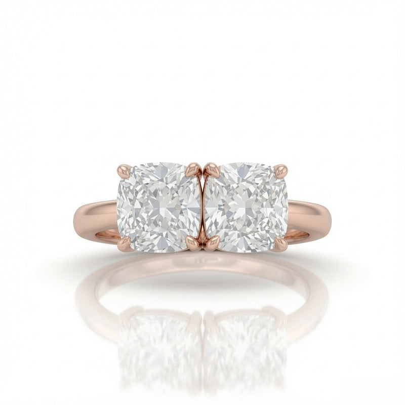 Rose Gold Twinelle Toi et Moi Cushion Diamond Engagement Ring