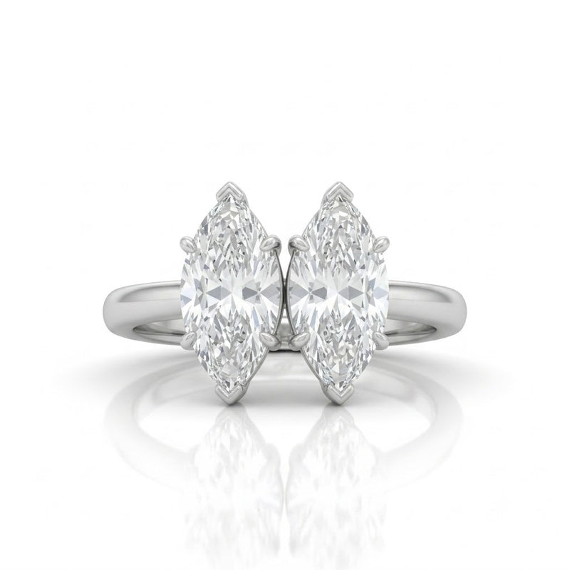 White Gold Twinelle Toi et Moi Marquise Diamond Engagement Ring