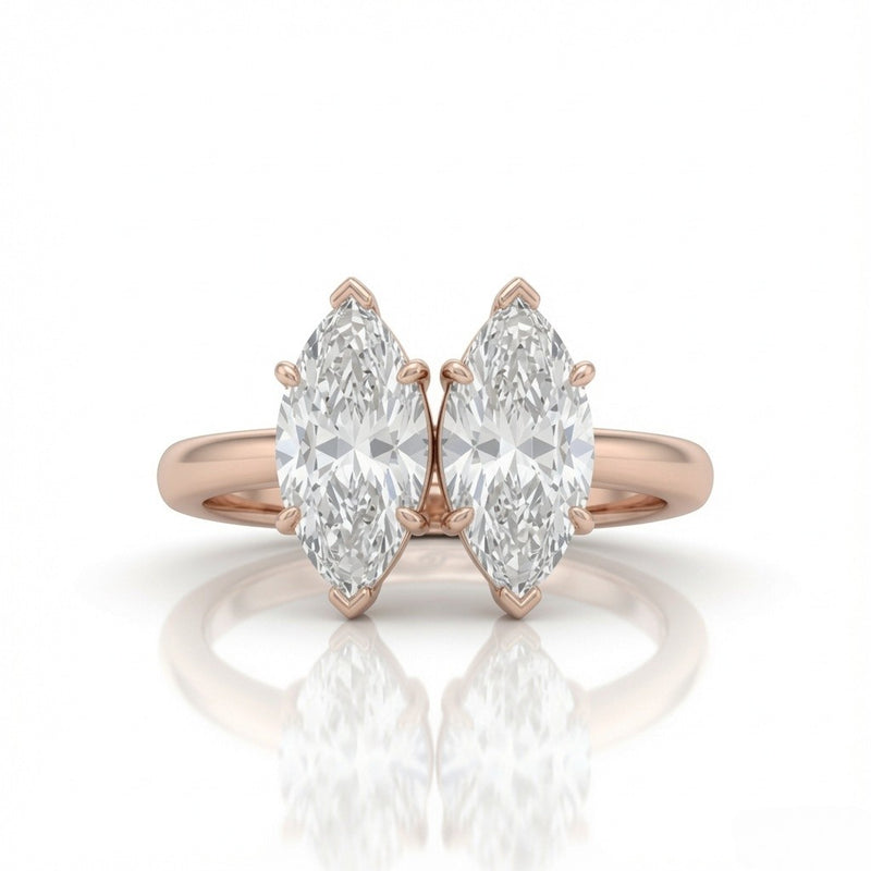 Rose Gold Twinelle Toi et Moi Marquise Diamond Engagement Ring