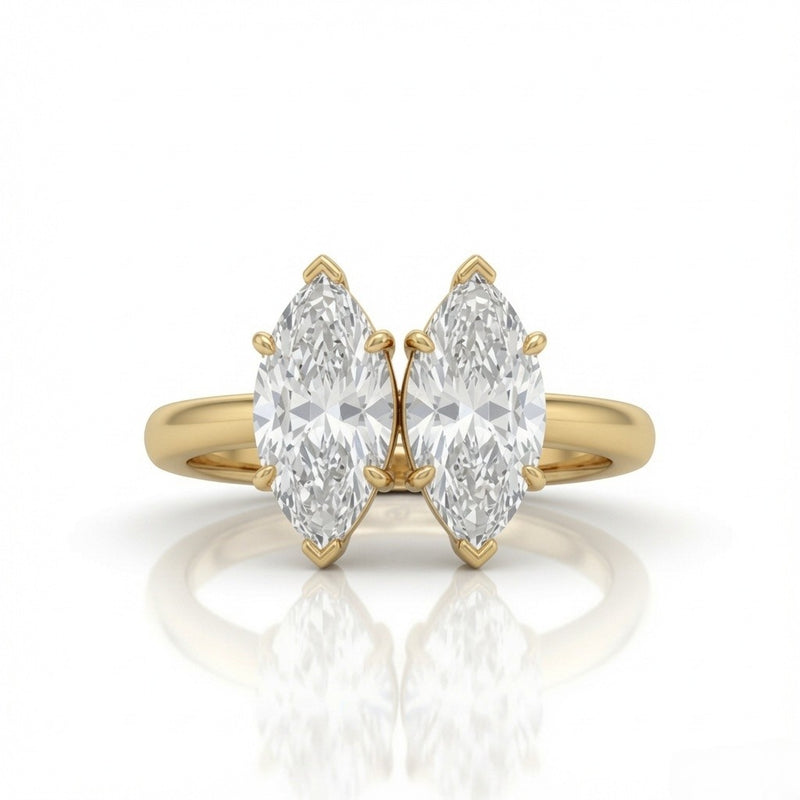Yellow Gold Twinelle Toi et Moi Marquise Diamond Engagement Ring