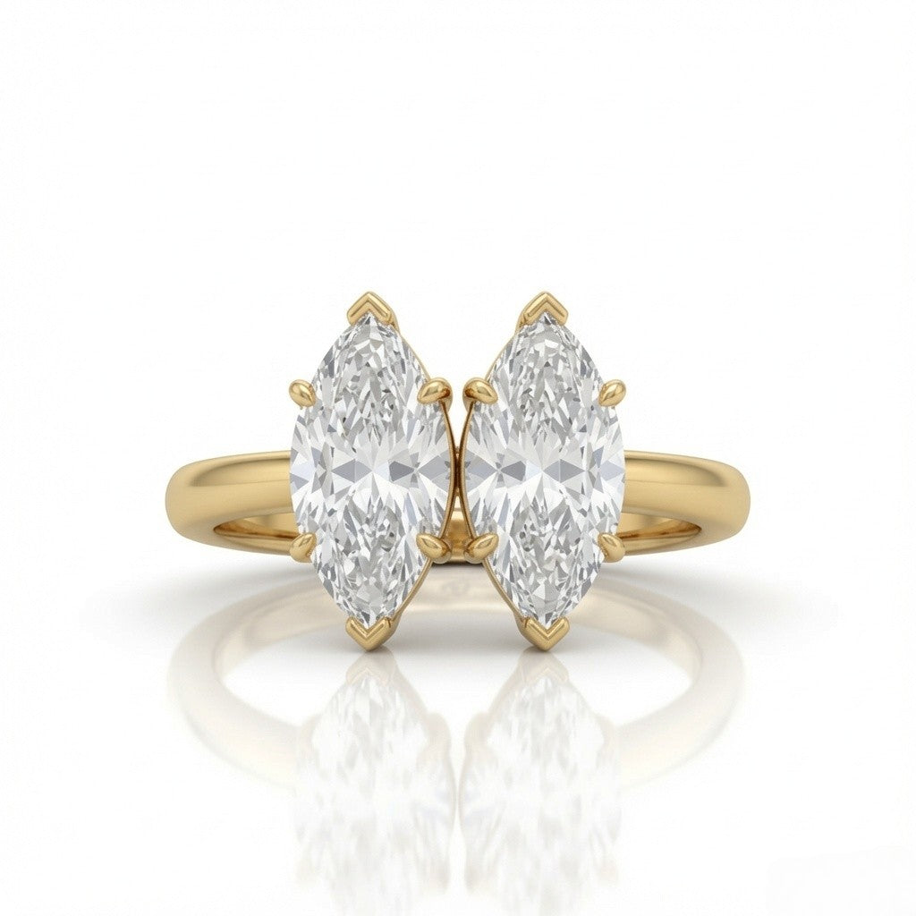 Yellow Gold Twinelle Toi et Moi Marquise Diamond Engagement Ring