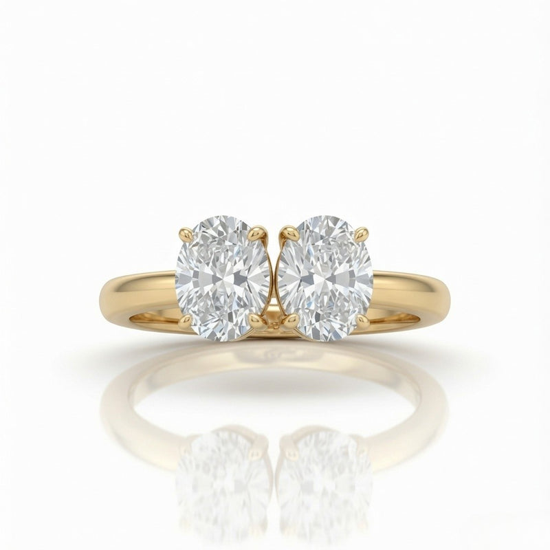 Yellow Gold Twinelle Toi et Moi Oval Diamond Engagement Ring