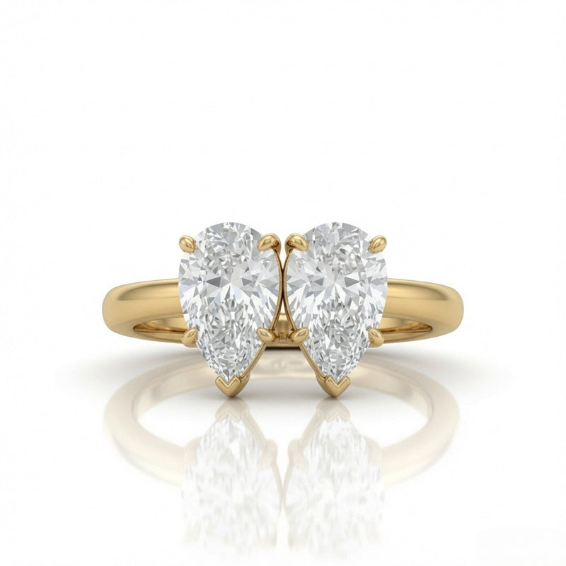 Yellow Gold Twinelle Toi et Moi Pear Diamond Engagement Ring
