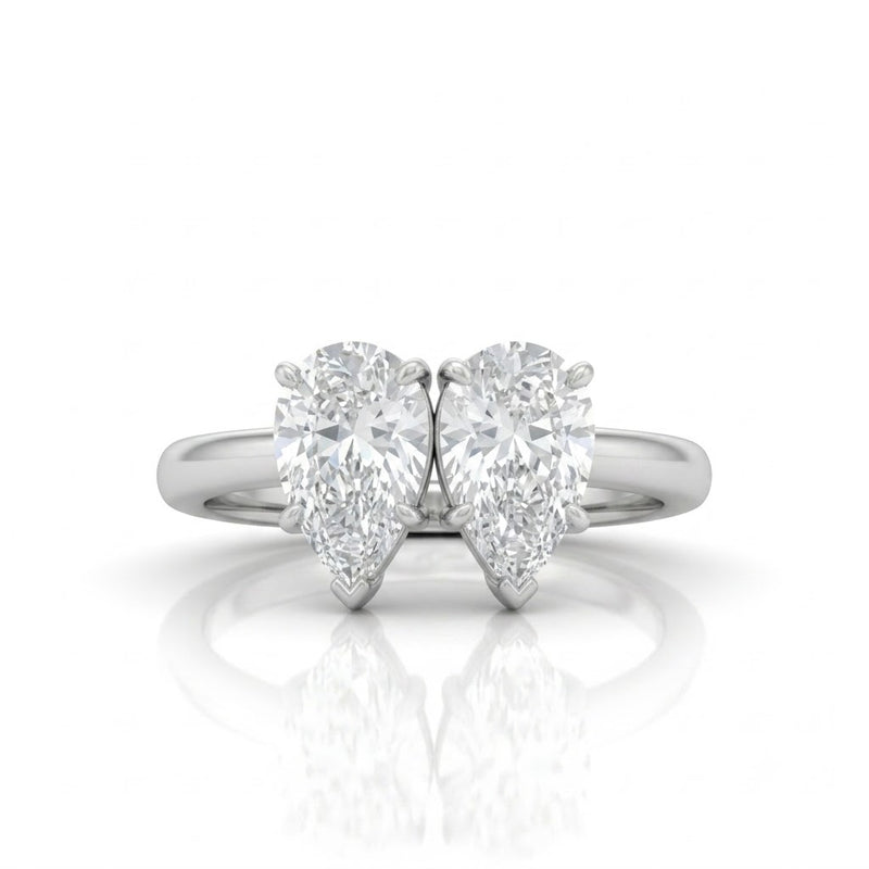 White Gold Twinelle Toi et Moi Pear Diamond Engagement Ring