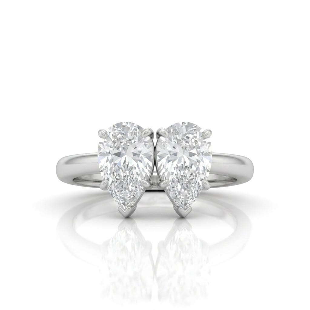 White Gold Twinelle Toi et Moi Pear Diamond Engagement Ring