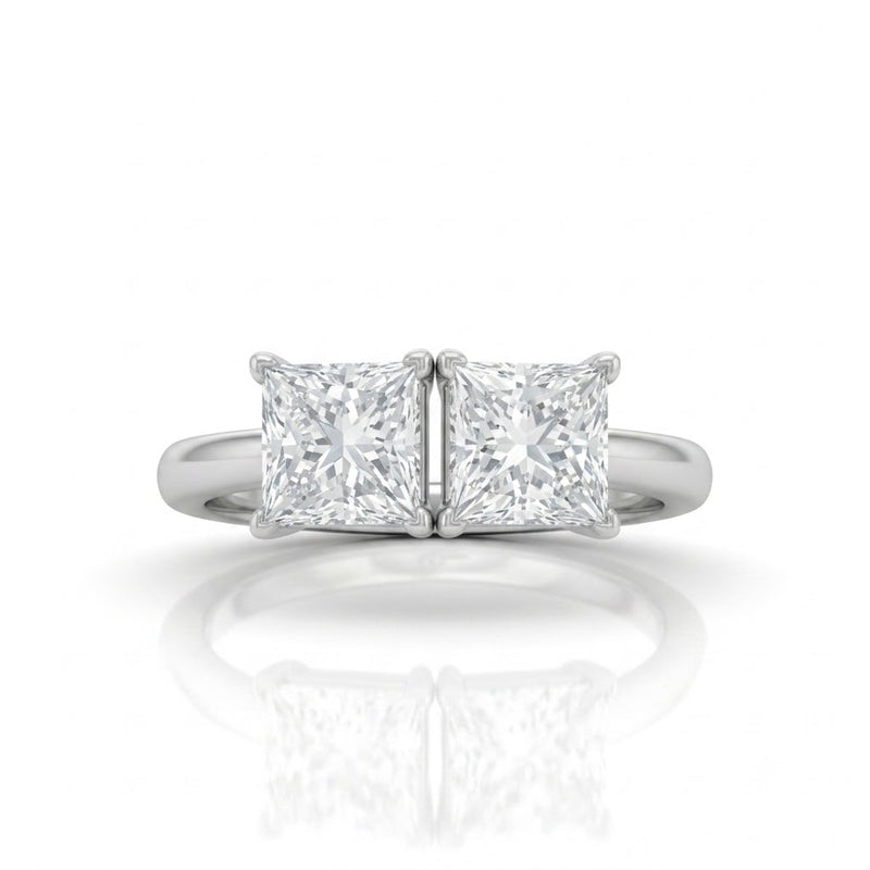 White Gold Twinelle Toi et Moi Princess Diamond Engagement Ring
